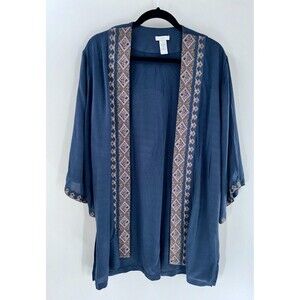 Women's J Jill Embroidered Open Front Kimono One Size Fits Most